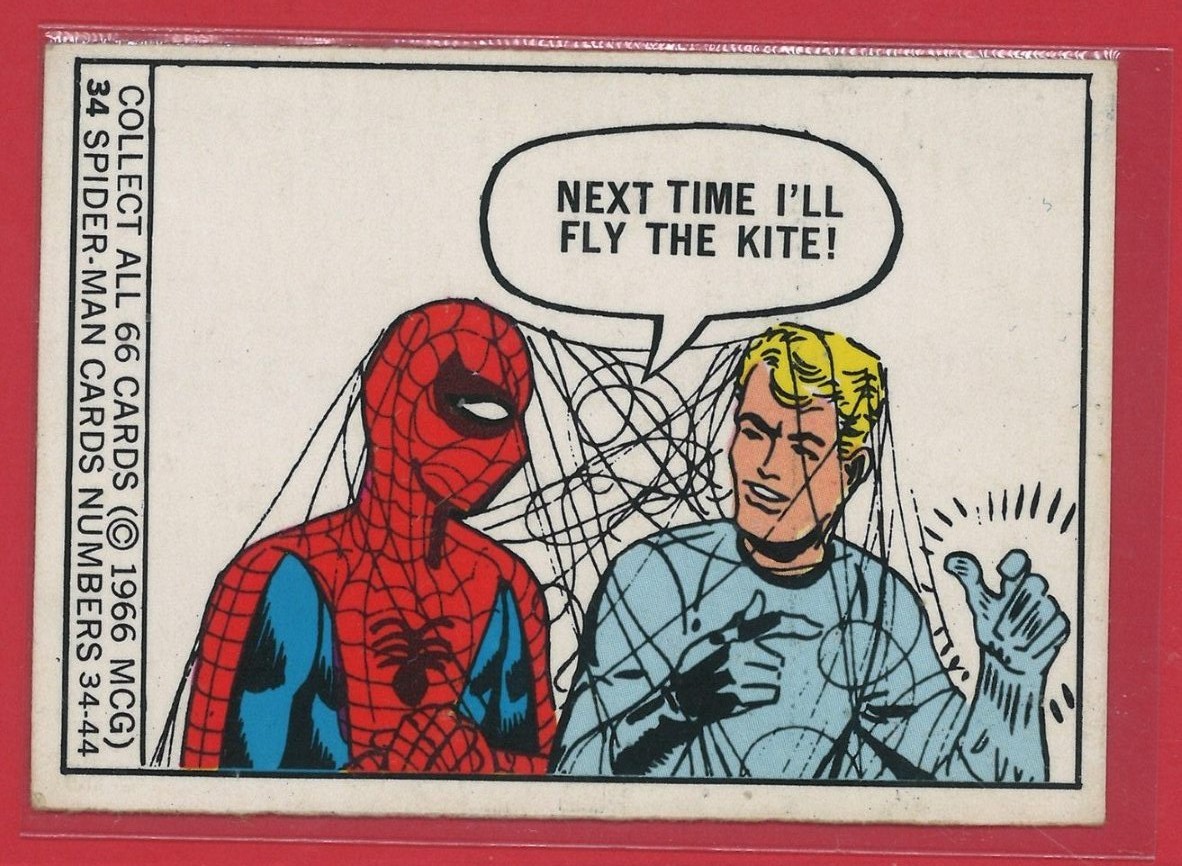 1966 Donruss Marvel Super Heroes #34 - Spider-Man Rookie RC, 1st Spider-Man card