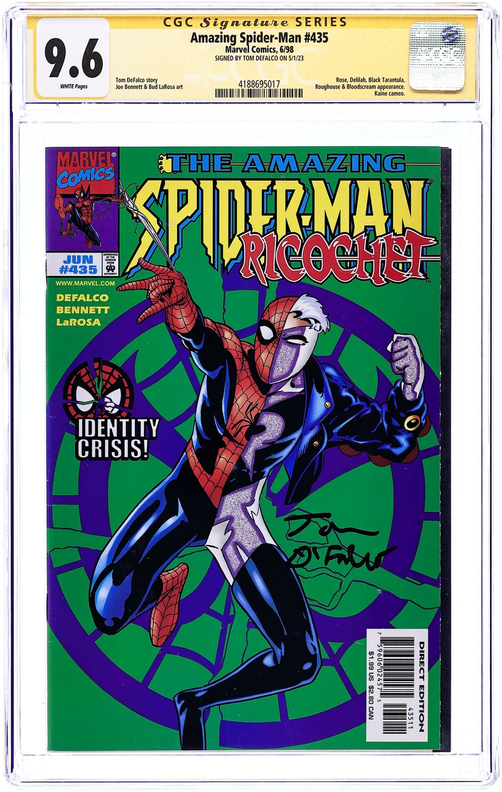Amazing Spider-Man #435 CGC 9.6 SS Defalco 1998 4188695017