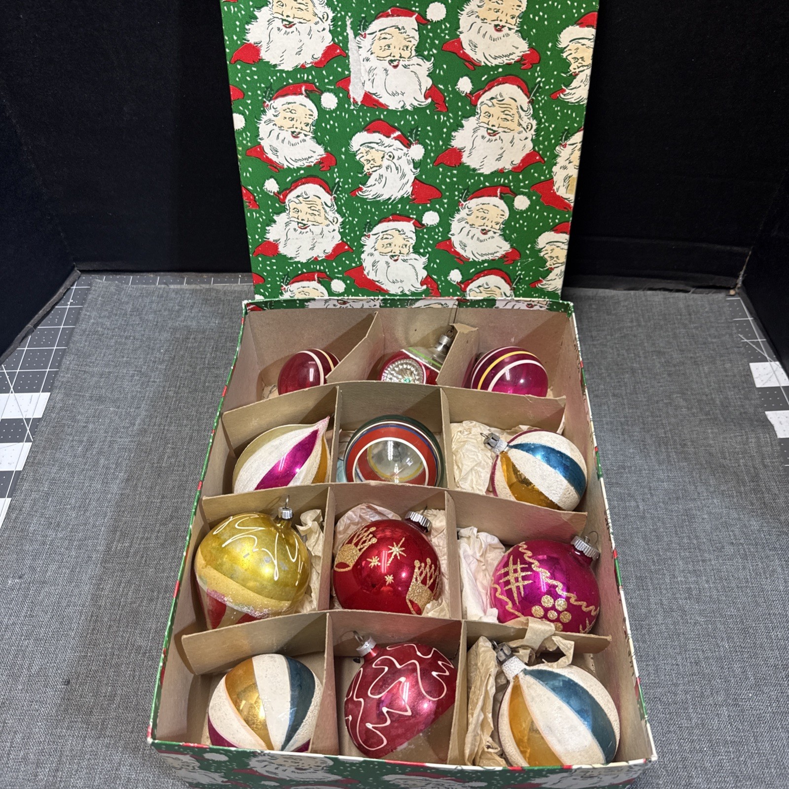 lot of 12 vintage christmas ornaments in an amazing box lot of 12 vintage christmas ornaments in an amazing box