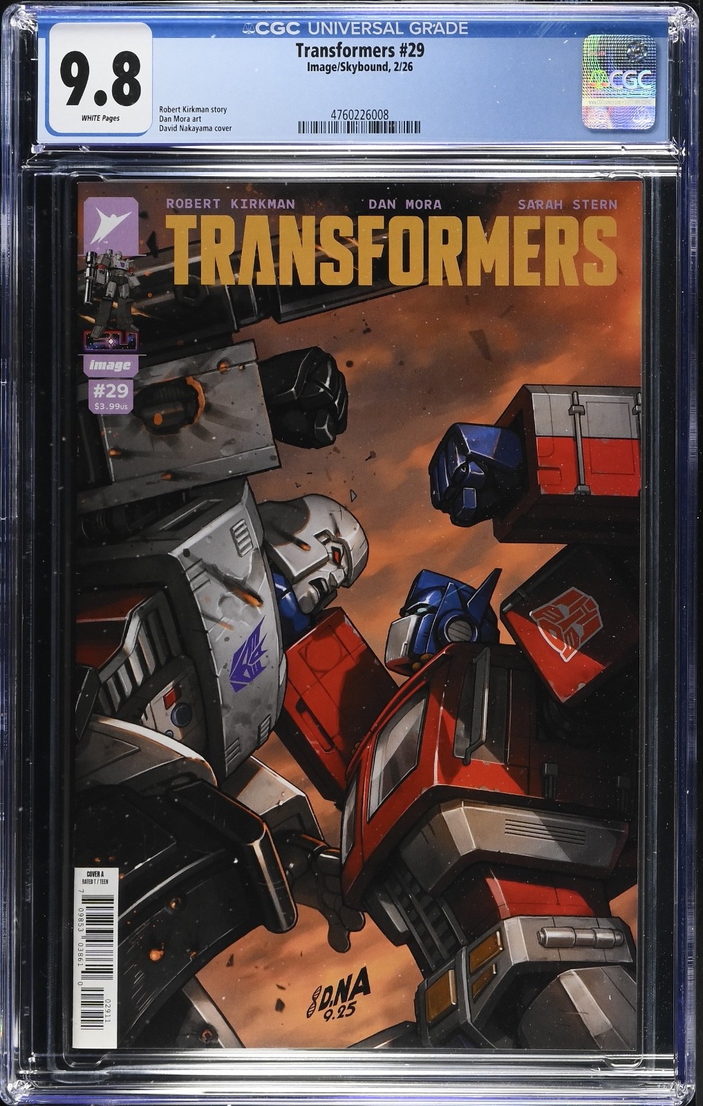 TRANSFORMERS (2023 IMAGE) #29A CGC 9.8 COVER BY DAVID NAKAYAMA (W)ROBERT KIRKHAM