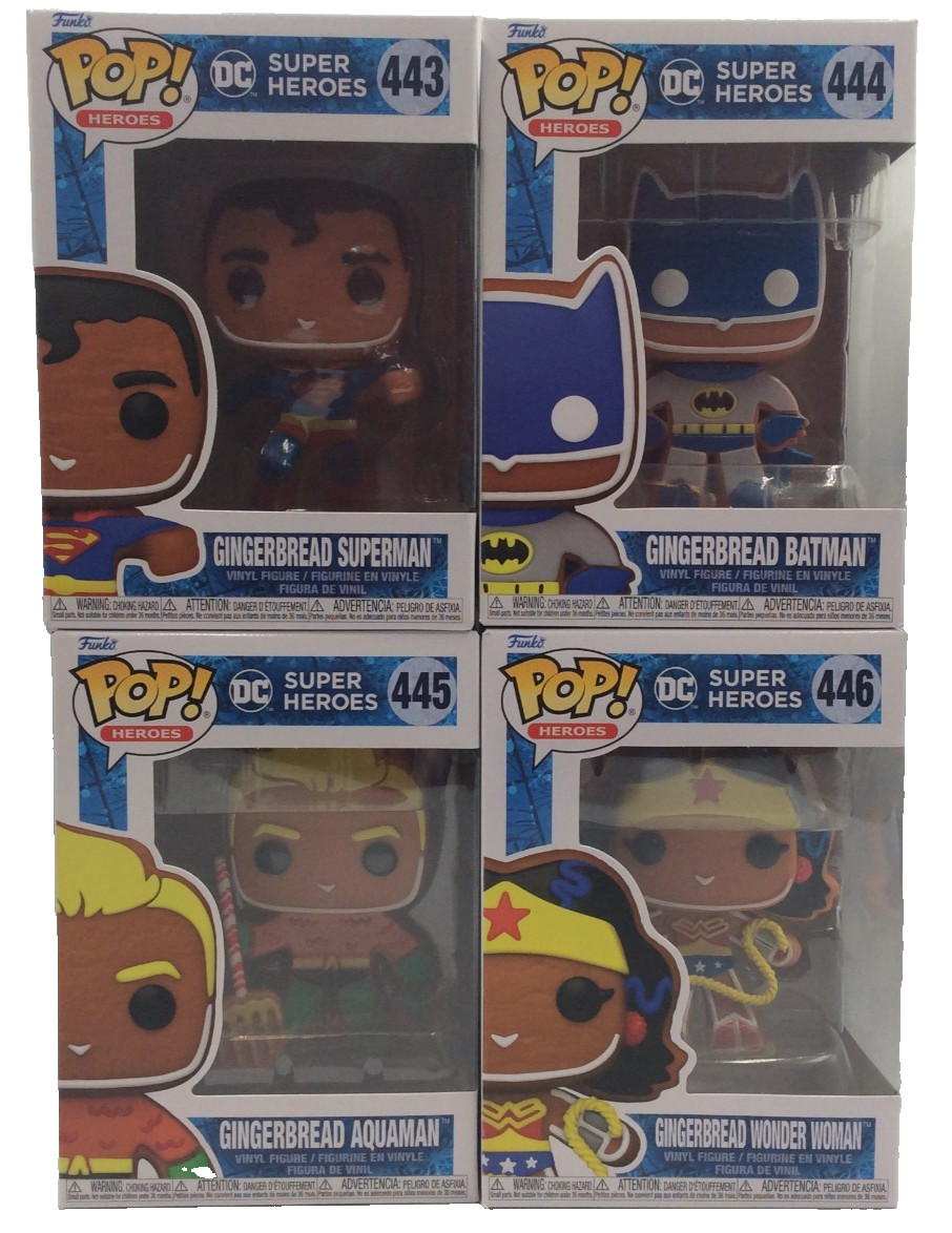 Funko Pop DC Superheroes Gingerbread Walmart Exclusive, SET OF 4