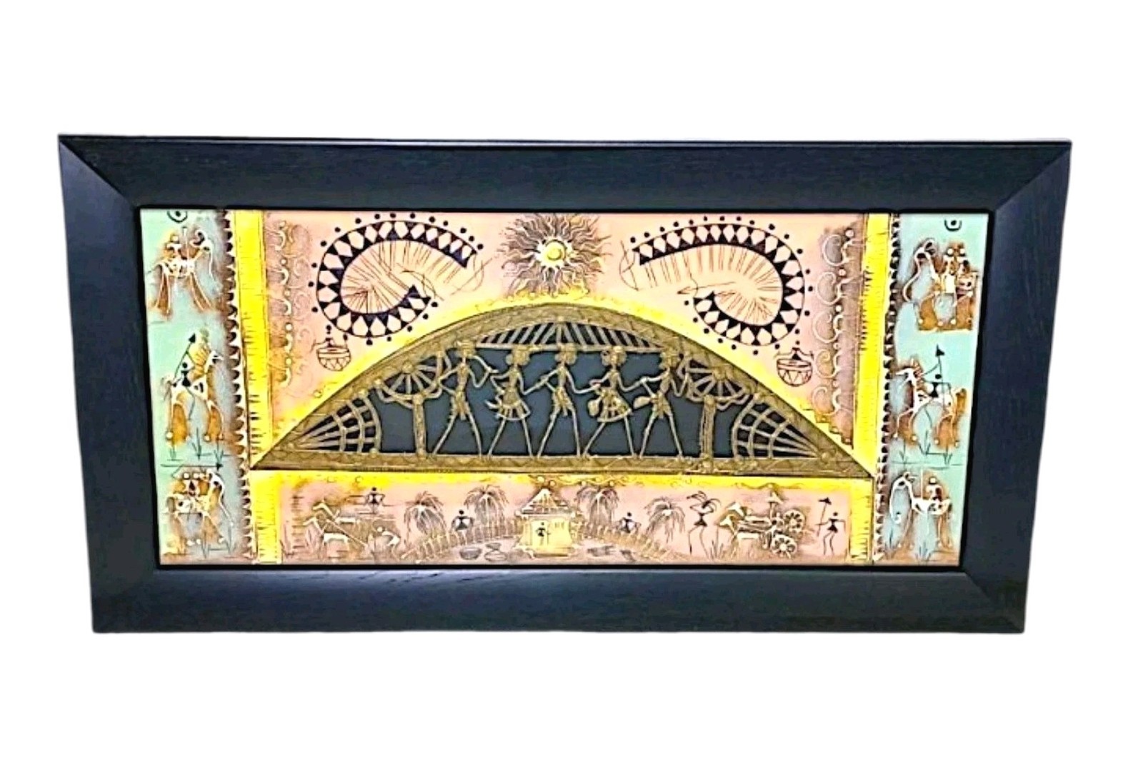 Handcrafted Dhokra Tribal Art Brass Wall Hanging Framed 24\