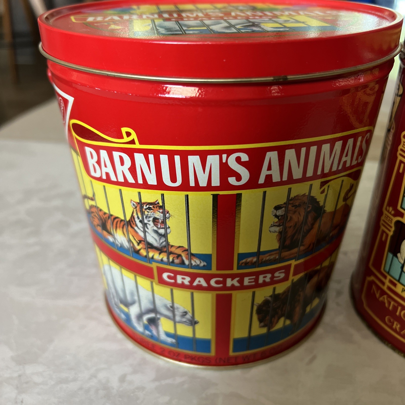 Set of two Vintage Barnums Animal Crackers Circus Tins