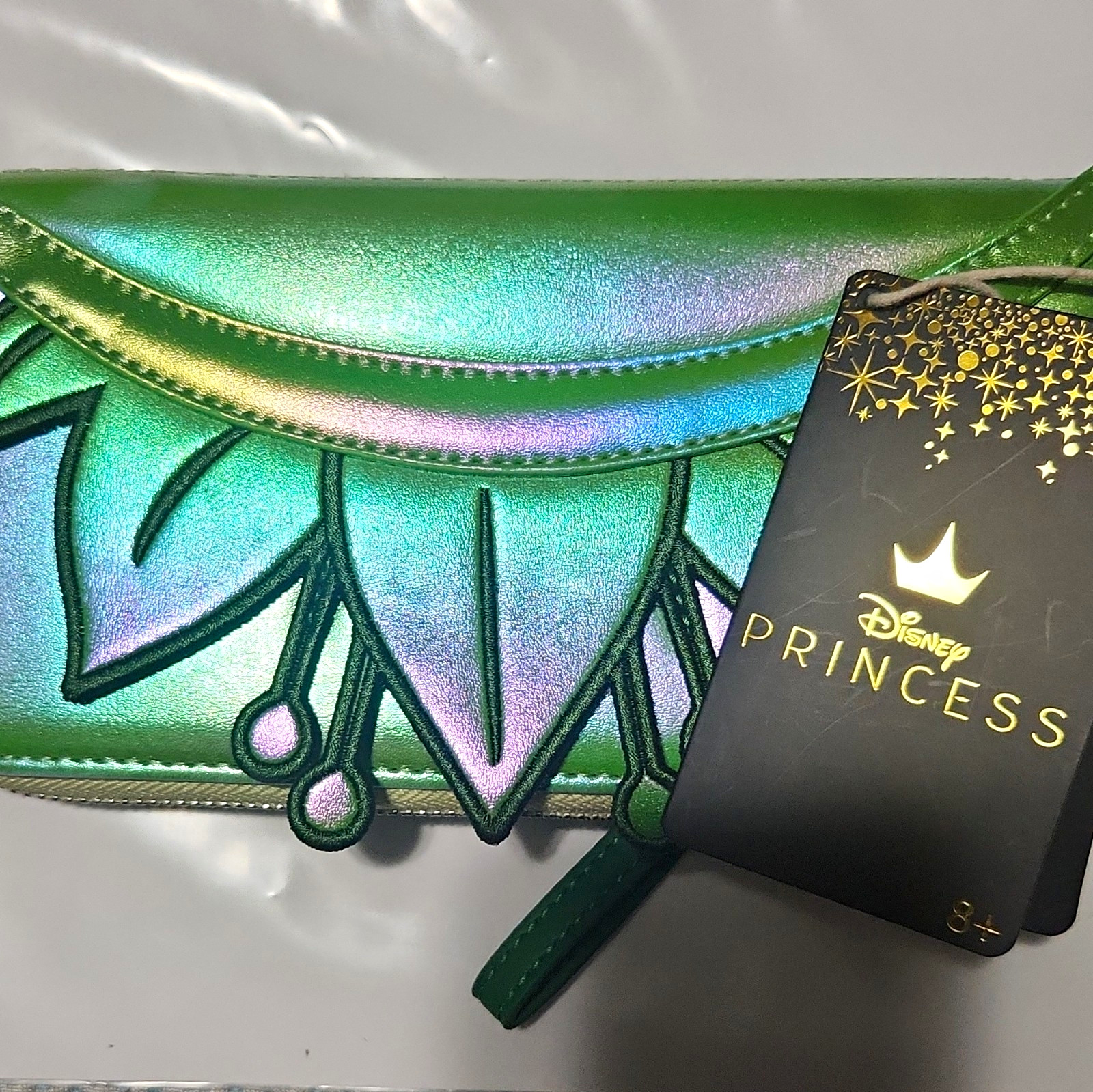 Loungefly Disney Princess and the Frog Iridescent Green Zip Wallet Large 2024