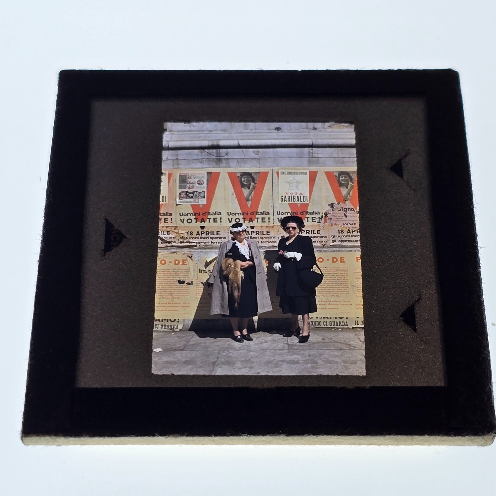 1948 Italy Election Vota Garibaldi Posters Two Women Original Color 35mm Slide