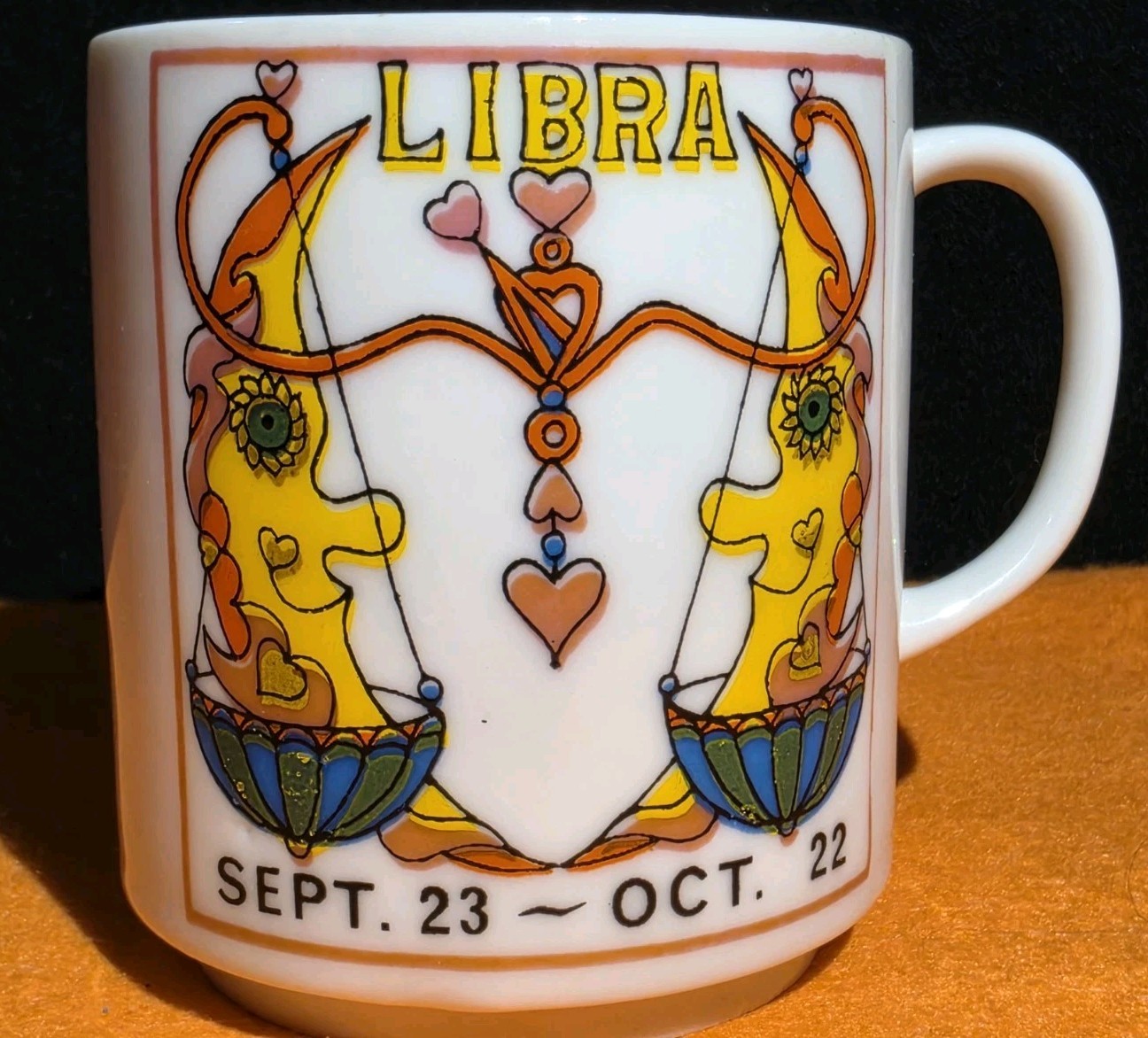 Very Cool VTG Zodiac Mug - Libra (9/23 - 10/22) - Two Moons - Made In Japan