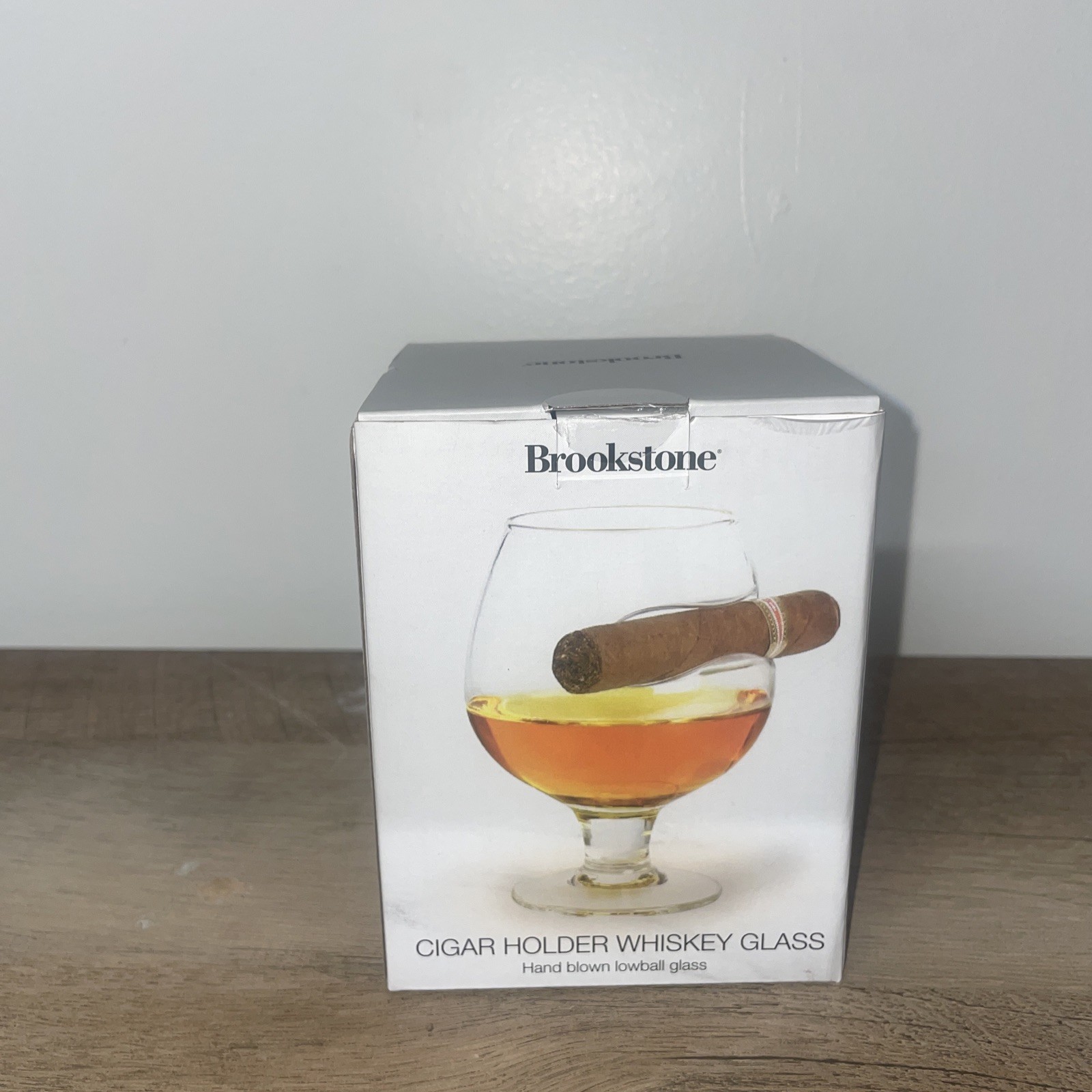 Brookstone Cigar Holder Whiskey Glass Hand Blown Lowball Glass 🥃 Brookstone Cigar Holder Whiskey Glass Hand Blown Lowball Glass 🥃