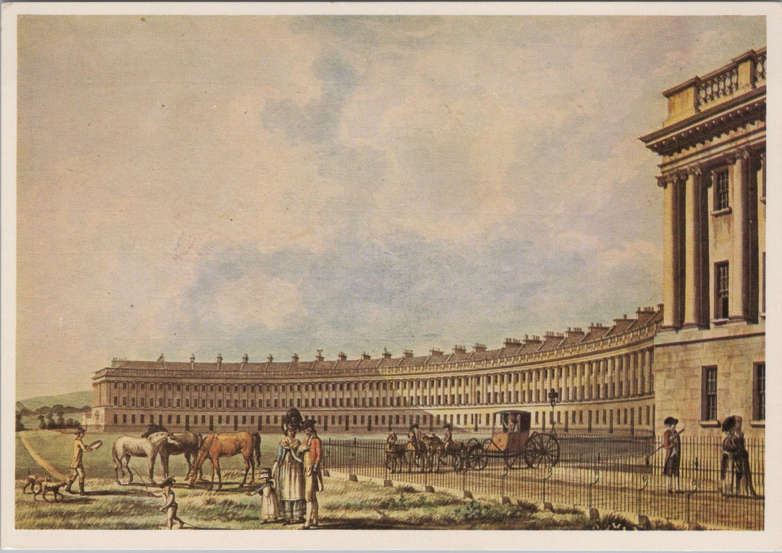 The Royal Crescent Bath 4x6 Exterior 1769 View Horse-Drawn Carriages Postcard