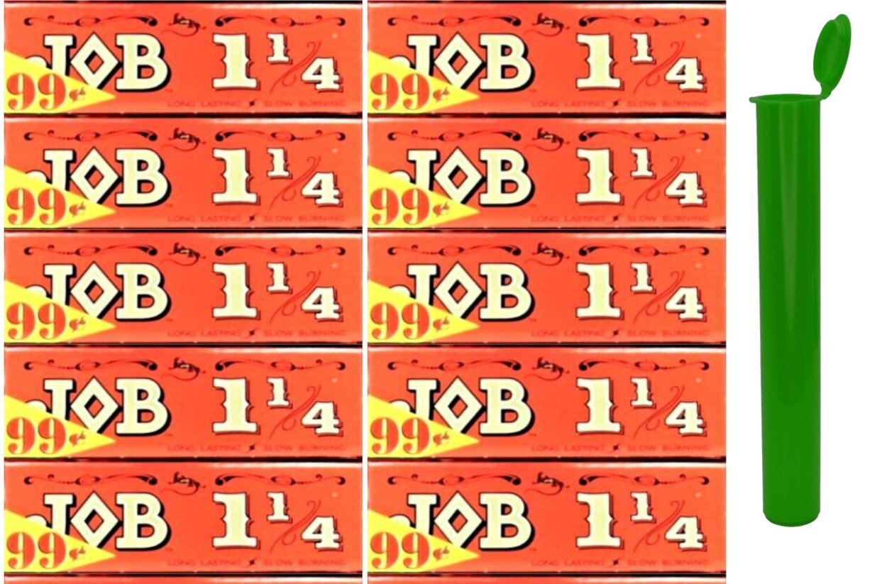 10x Job 1 1/4 Rolling Papers Orange Red 100% Authentic *With TUBE**USA Shipped*