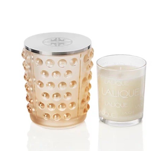 Lalique Mossi Crystal Candle Vase Holder With Candle Lalique Mossi Crystal Candle Vase Holder With Candle