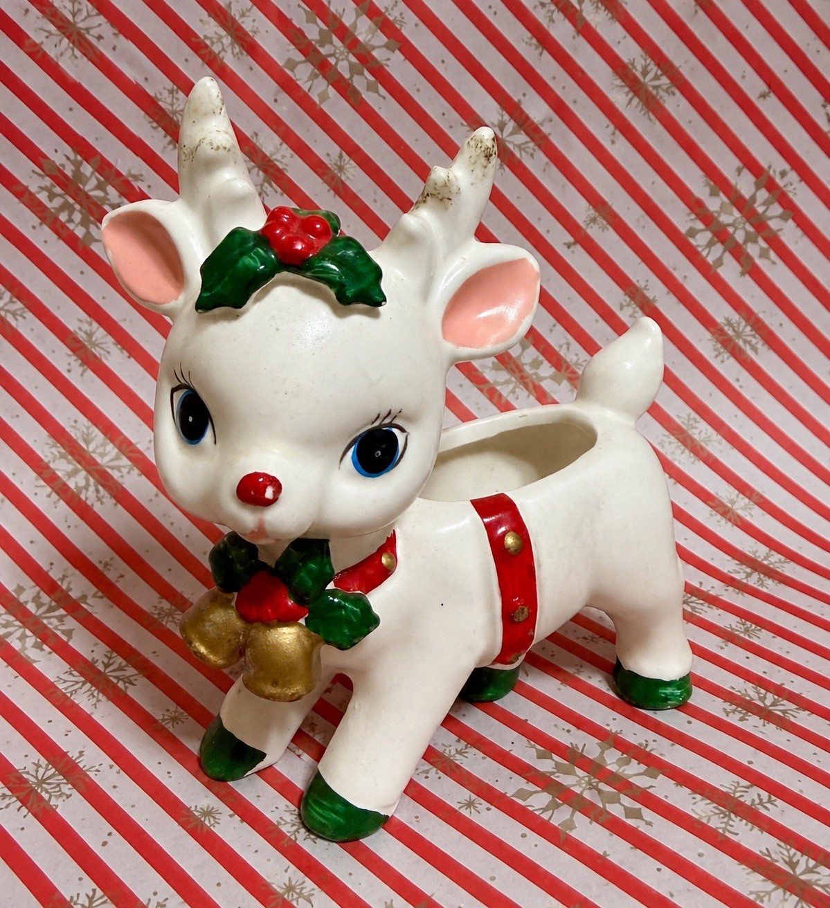 Vintage Napco Ware Christmas Reindeer Ceramic Planter