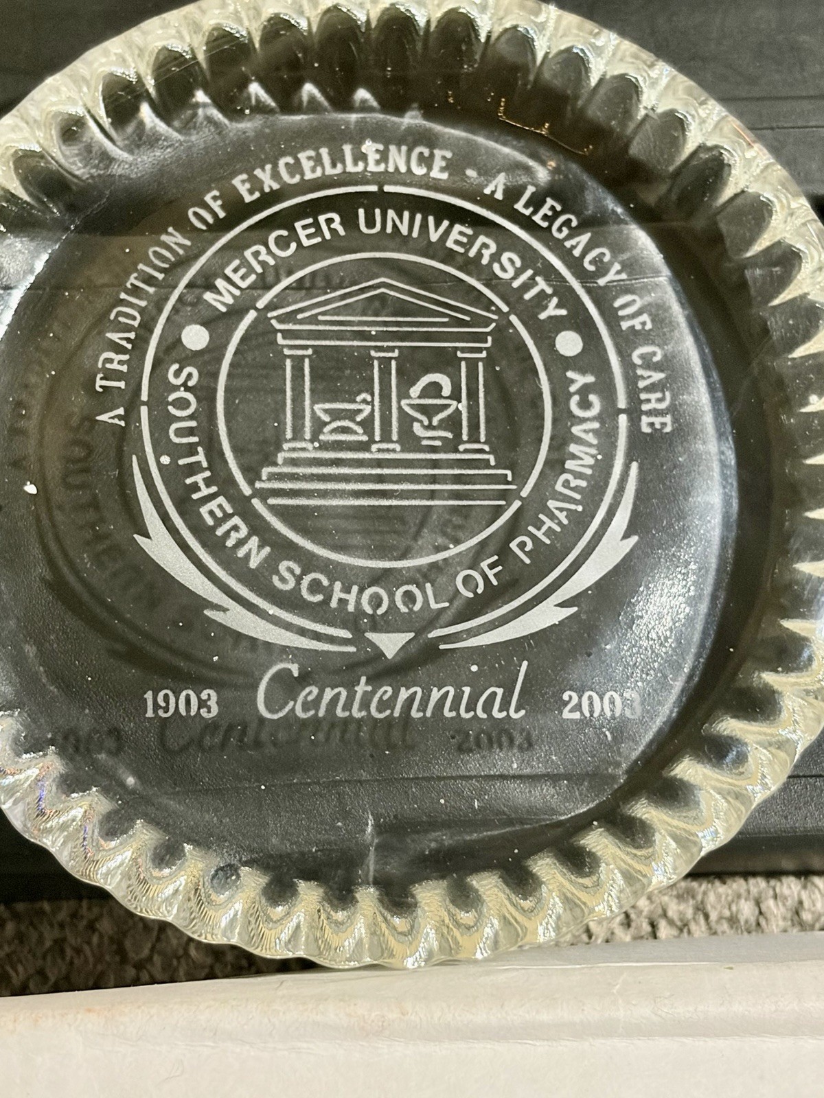 Vintage Mercer University Centennial Sheffield Crystal 1903-2003 Pharmacy