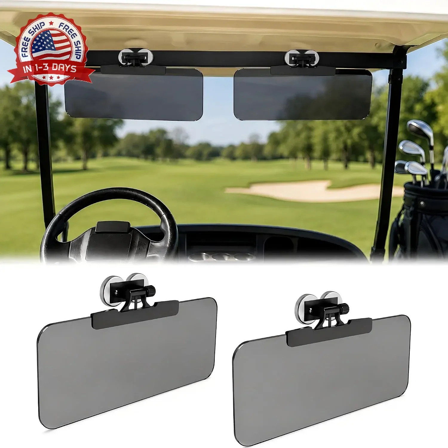 2 Pack Magnetic Golf Cart Sun Visor, Polarized Anti-Glare UTV Sun Visors with St 2 Pack Magnetic Golf Cart Sun Visor, Polarized Anti-Glare UTV Sun Visors with St