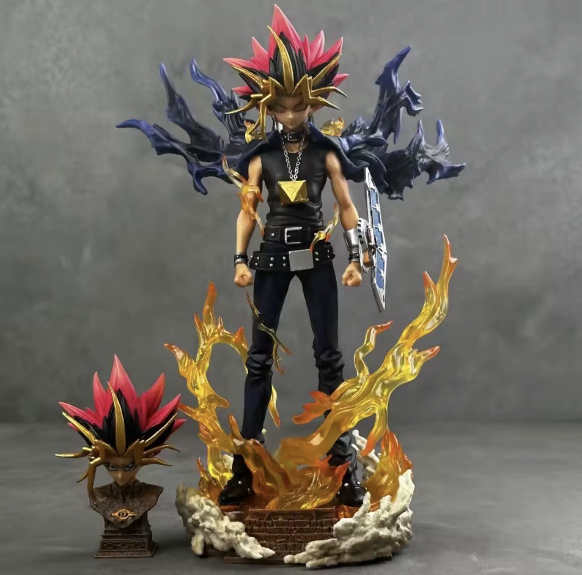 Yu-Gi-Oh Yugi Muto Figure 28cm GK PVC Statue Duel Monsters 2 Heads Model