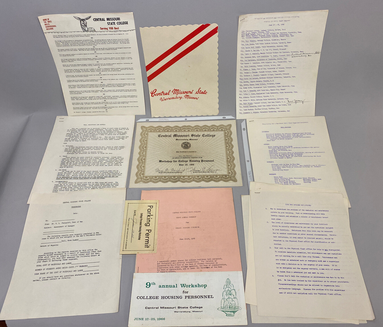 Central Missouri State College Certificate Ola Maurice Wife/ Earle Greasy Neale