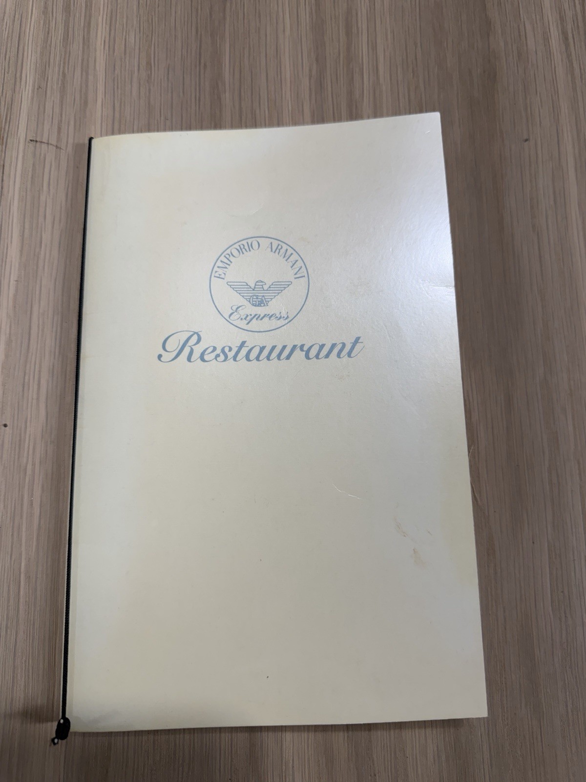 Vintage 1990s Emporio Armani Express Restaurant Menu Giorgio Armani Rare