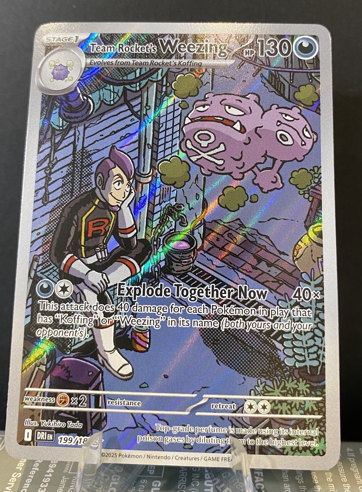 Pokemon TCG Team Rockets Wheezing 199/182 Illustration Rare Card