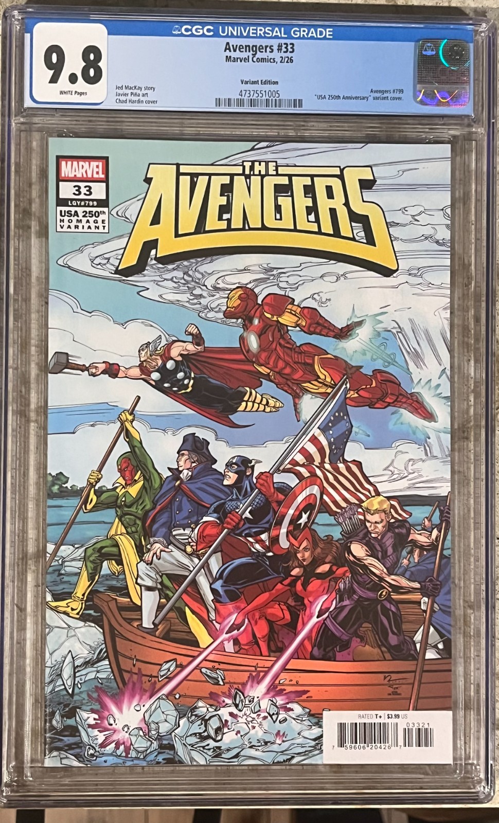 Avengers #33 USA 250 Anniversary Variant Cover CGC 9.8 Marvel Comics 2026