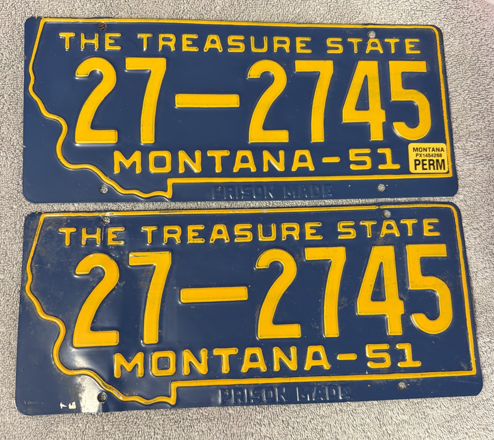 Vintage 1951 Montana License Plate Set