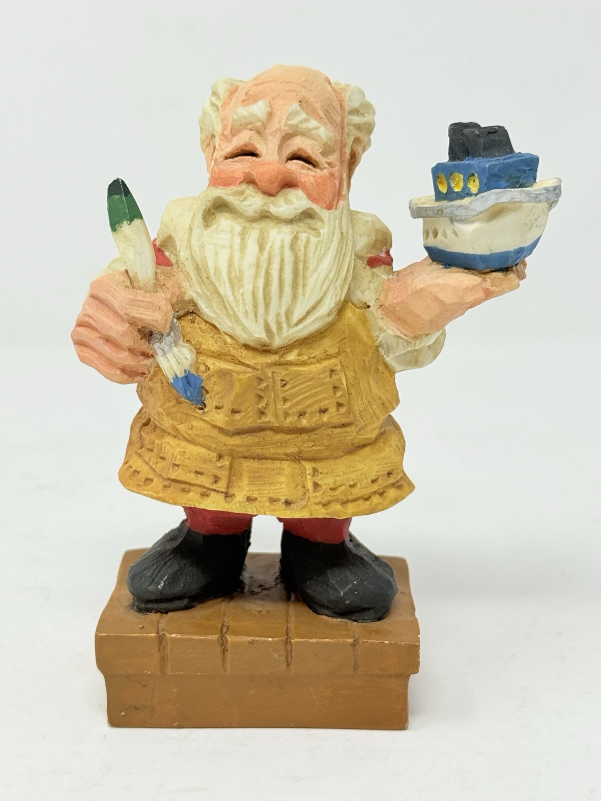 Vintage 1995 David Frykman Collection Santa Crafted Toy Boat Christmas Figurine