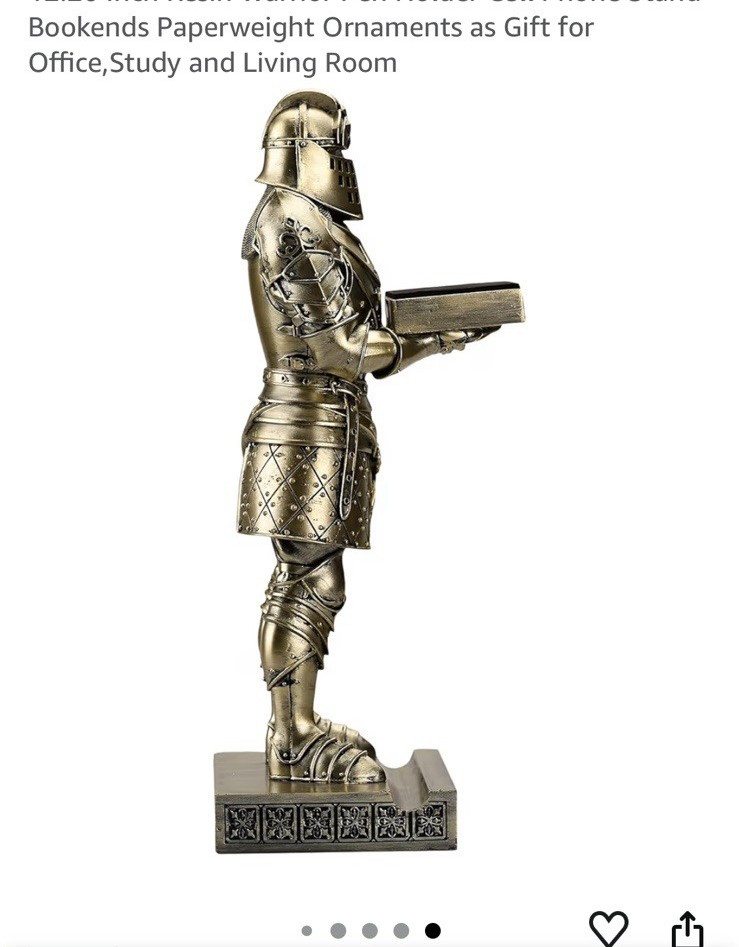HDMbigmi King's Guard Knight Figurine Bronze Resin Metallic Finish 12.20in