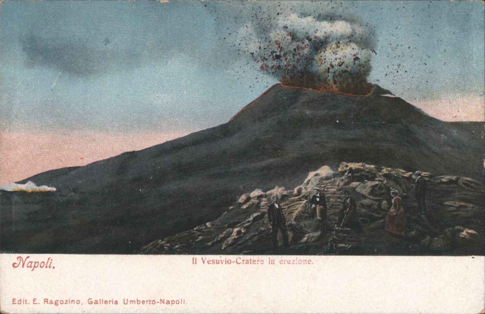 Napoli, Italy Napoli: Il Vesuvio-Cratere eruzione Original Vintage Postcard