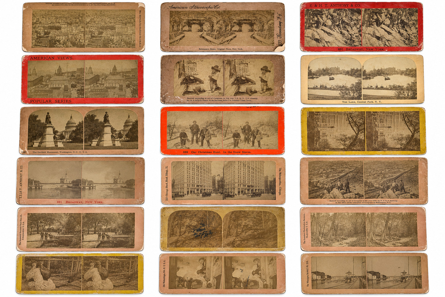 18 Antique Stereoview Stereoscope Cards 1800s-1900s Anthony American Views Lot