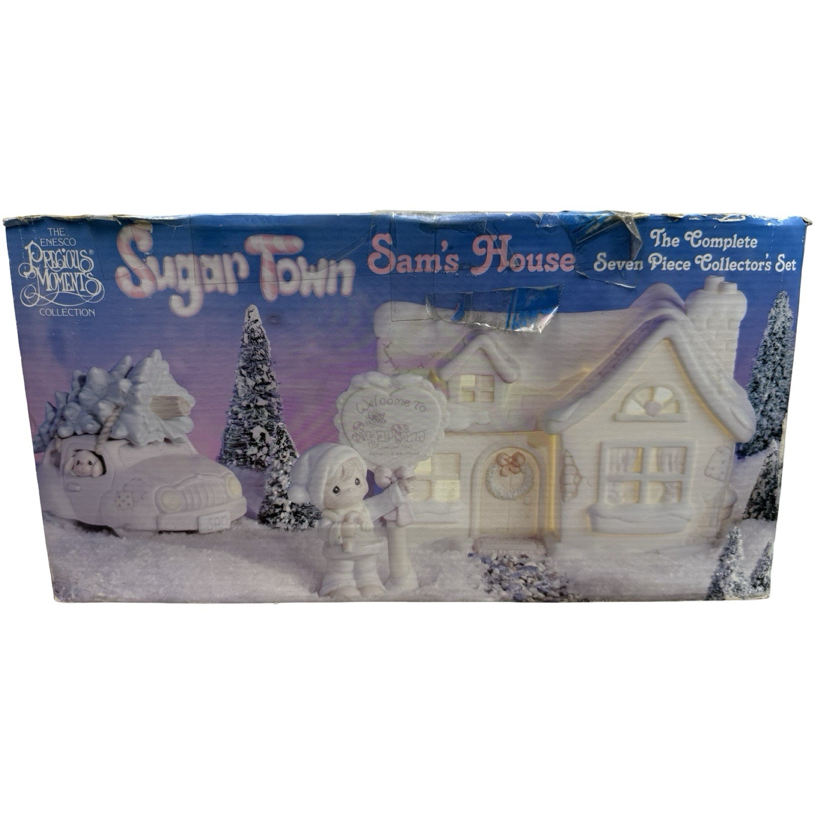 Precious Moments Enesco 1992 Sugar Town Sam\'s House Complete 7 Pc Collectors Set