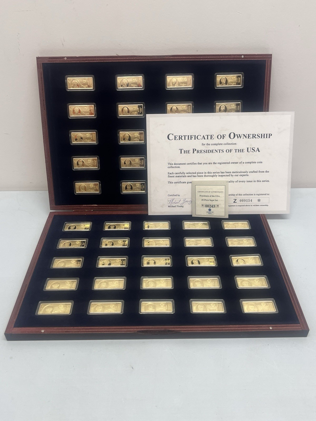 American Mint Presidents of The USA - CU/24k Gold Plated - 45 Ingot Set American Mint Presidents of The USA - CU/24k Gold Plated - 45 Ingot Set