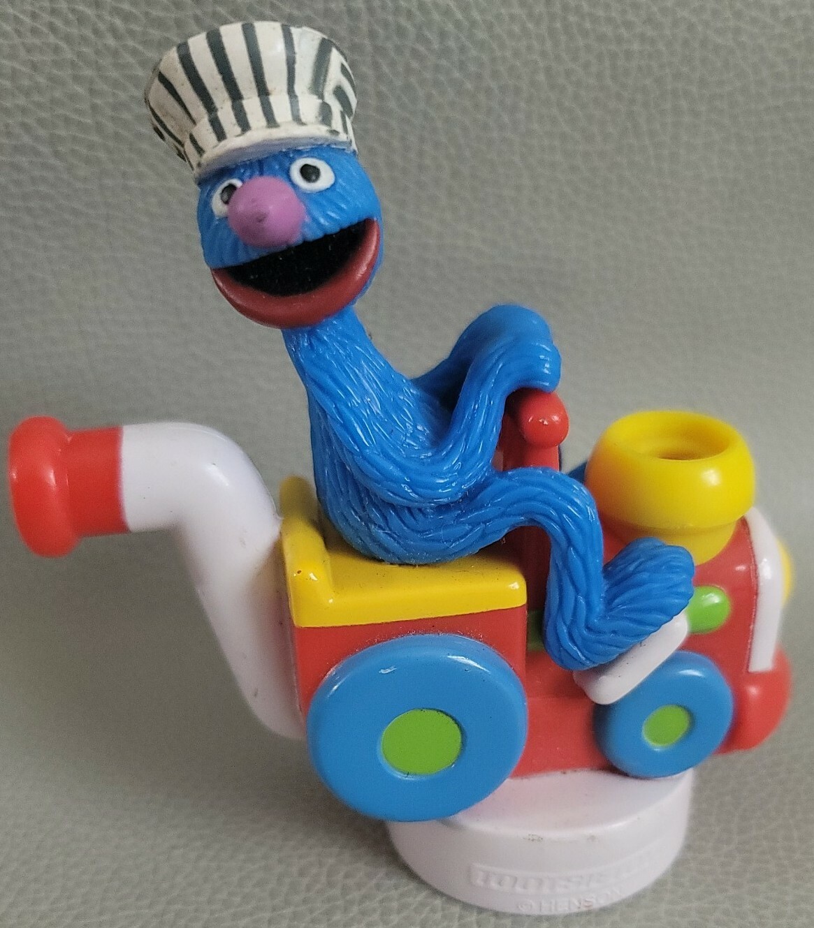Vintage GROVER Sesame Street Train BUBBLE LID BLOWER Toy PARTY FAVOR Jim Henson
