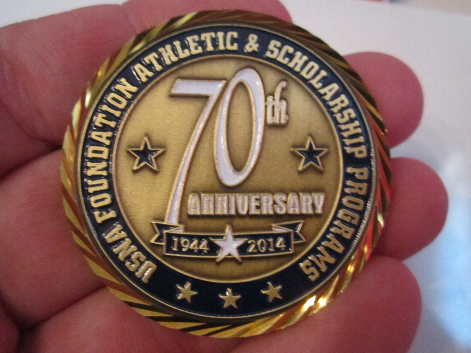 USNA FOUNDATION ATHLETIC AND SCHOLARSHIP PROGRAMS 70TH CHALLENGE COIN IN CASE 2 USNA FOUNDATION ATHLETIC AND SCHOLARSHIP PROGRAMS 70TH CHALLENGE COIN IN CASE 2