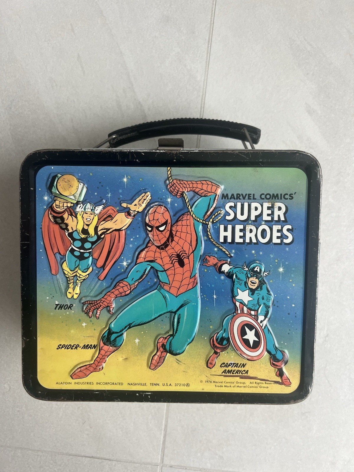 VNTG 1976 Aladdin Marvel Comics Super Heroes Spider-Man Metal Lunchbox w/Thermos VNTG 1976 Aladdin Marvel Comics Super Heroes Spider-Man Metal Lunchbox w/Thermos