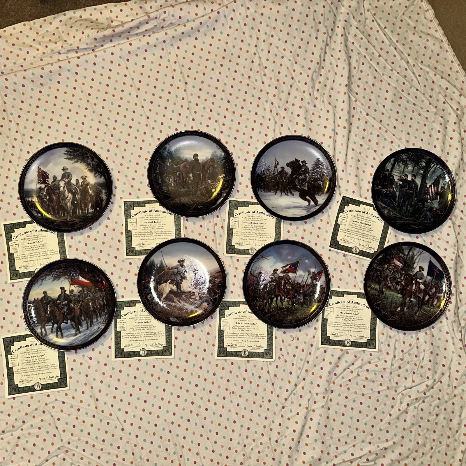 Gallant Men of the Civil War Plate Set - 8 w/ COAs - Bradford Exchange - Rare