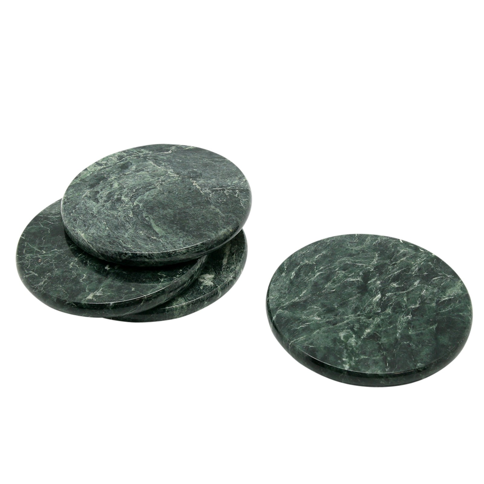 Creative Home Natural Green Marble 4-Piece Round Coaster Set for Drinks Creative Home Natural Green Marble 4-Piece Round Coaster Set for Drinks