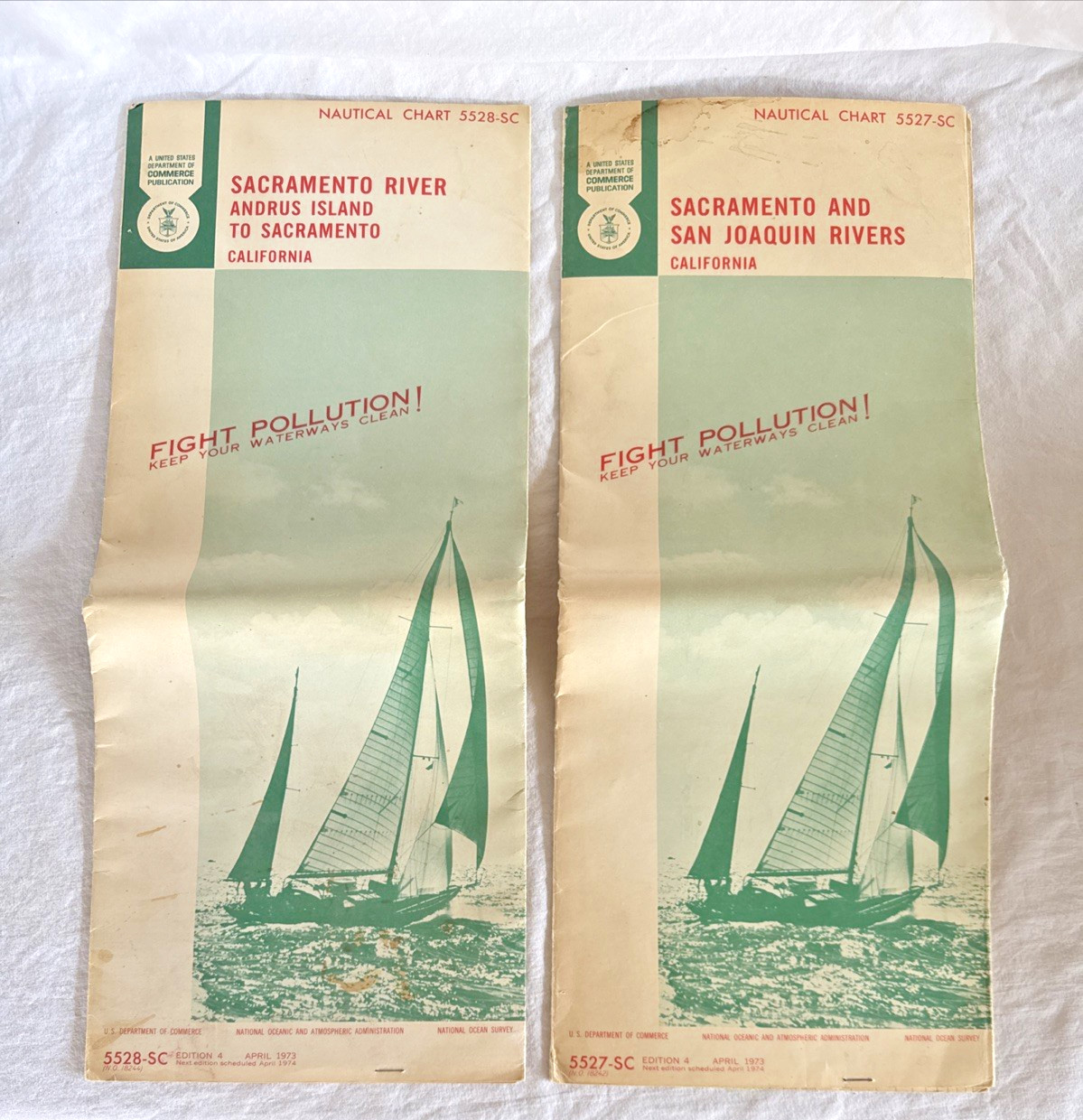 VTG Lot of 2 Nautical Charts Sacramento River San Joaquin Andrus Island Ca. VTG Lot of 2 Nautical Charts Sacramento River San Joaquin Andrus Island Ca.