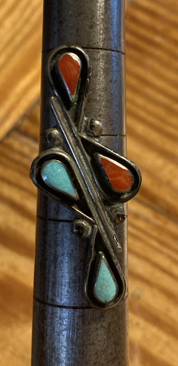 Navajo Vintage Sterling Ring Turquoise/Coral Size 6.5/6.5g🔥🔥🔥🔥
