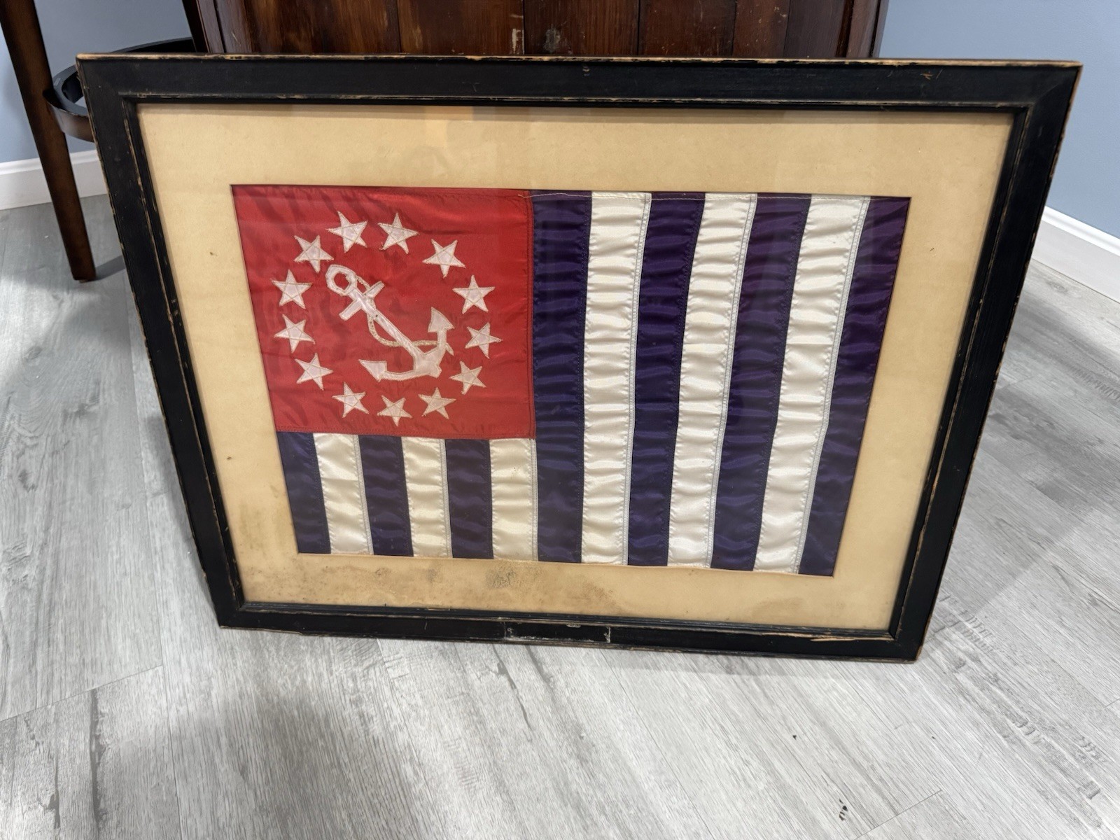 Vintage Framed USPS Power Squadron Marine Yacht Ensign Flag Baltimore Art