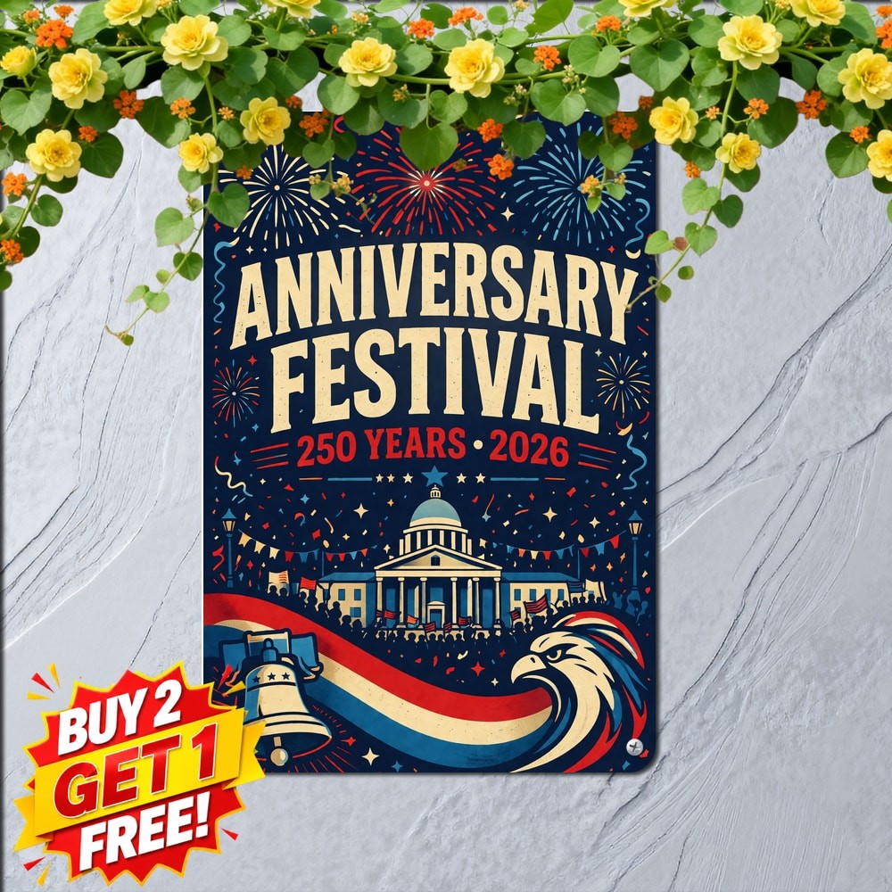 USA Semiquincentennial Celebration Tin Sign Patriotic America Home Wall Art