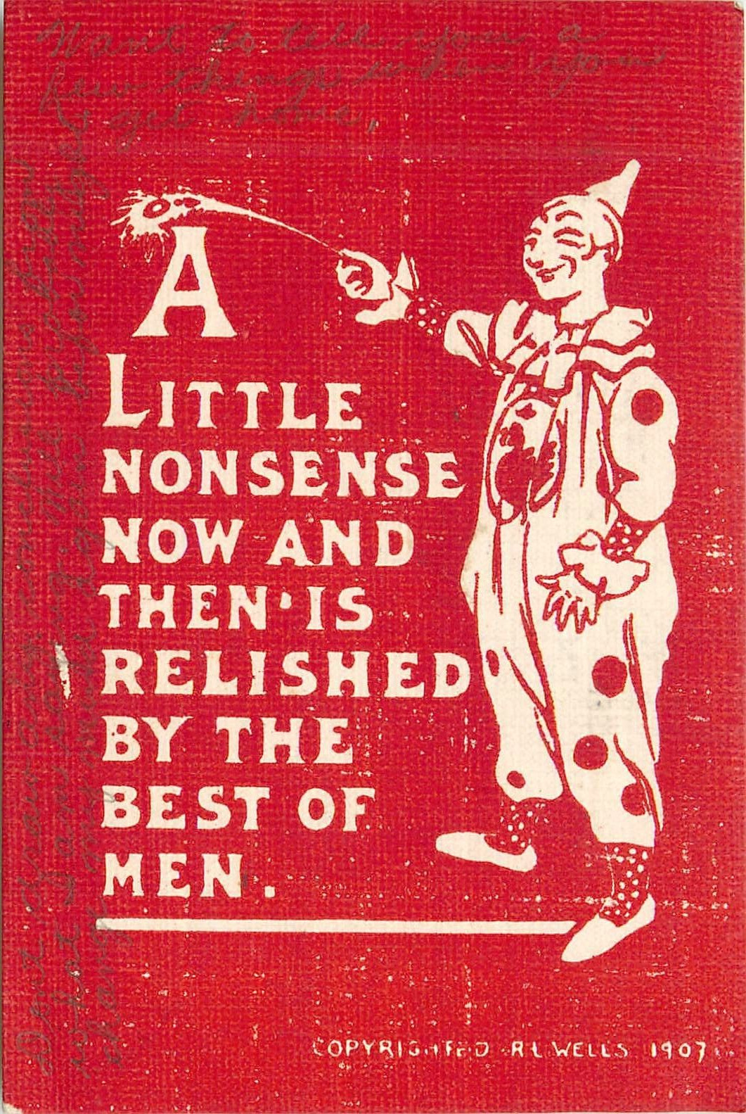 1908 Little Nonsense now & then greeting red tint Postcard 24-9752