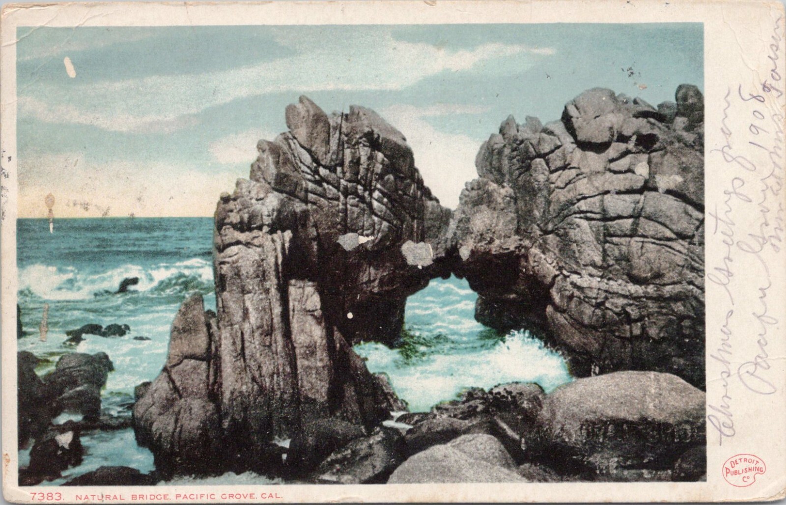 LITHO PC * Pacific Grove California Shoreline Surf at Natural Bridge 1908 LITHO PC * Pacific Grove California Shoreline Surf at Natural Bridge 1908