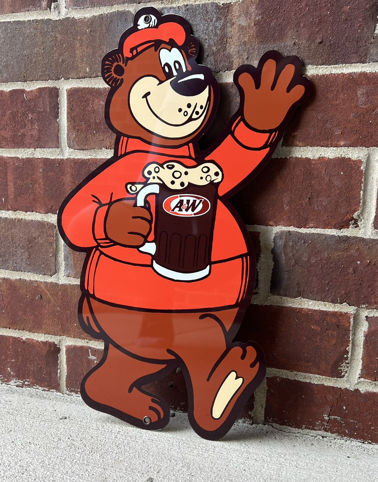 18 Inch Rooty Bear Vintage Style Aluminum Die Cut Sign 18 Inch Rooty Bear Vintage Style Aluminum Die Cut Sign