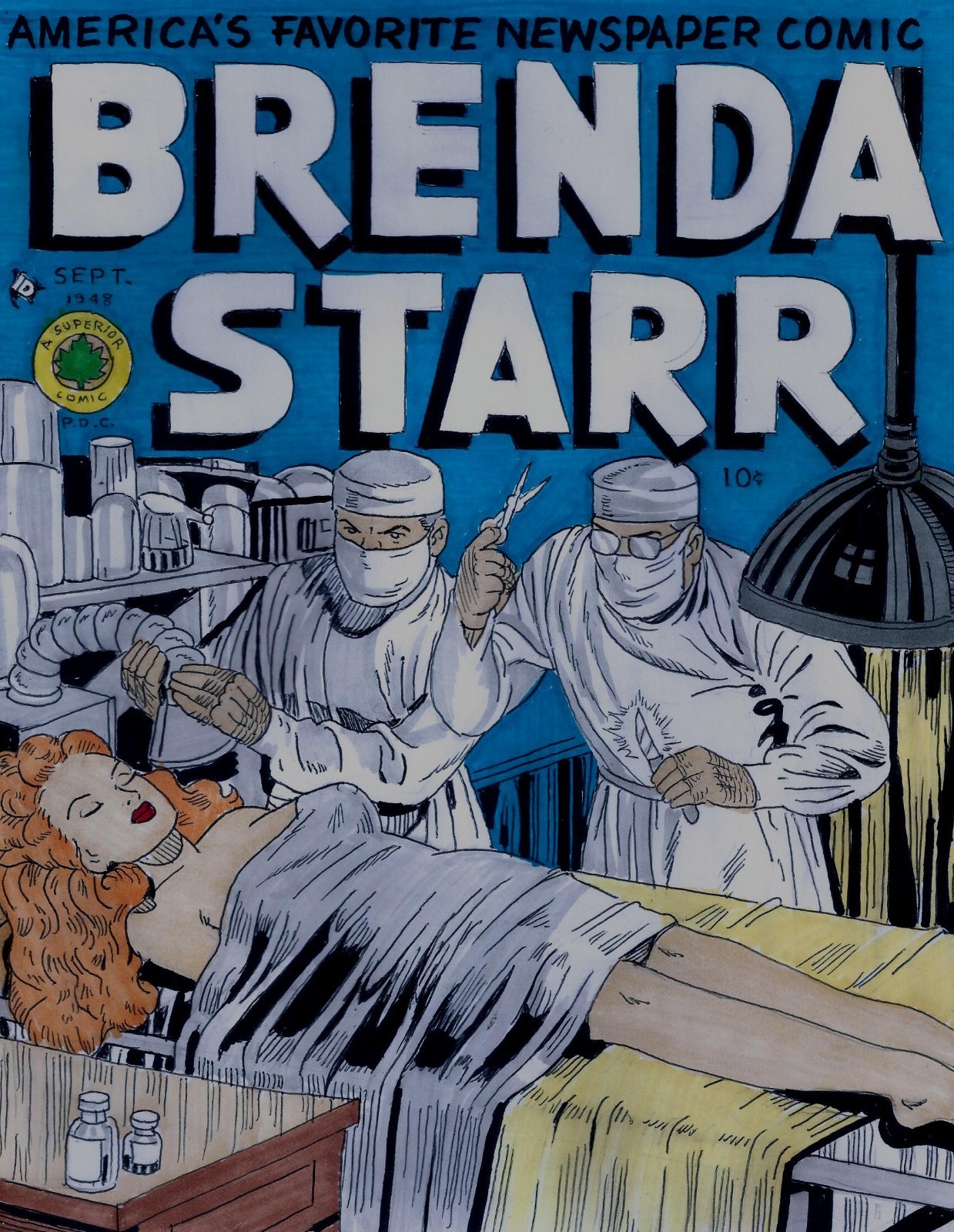 BRENDA STARR  # 4 1948 COVER RECREATION ORIGINAL COMIC COLOR ART