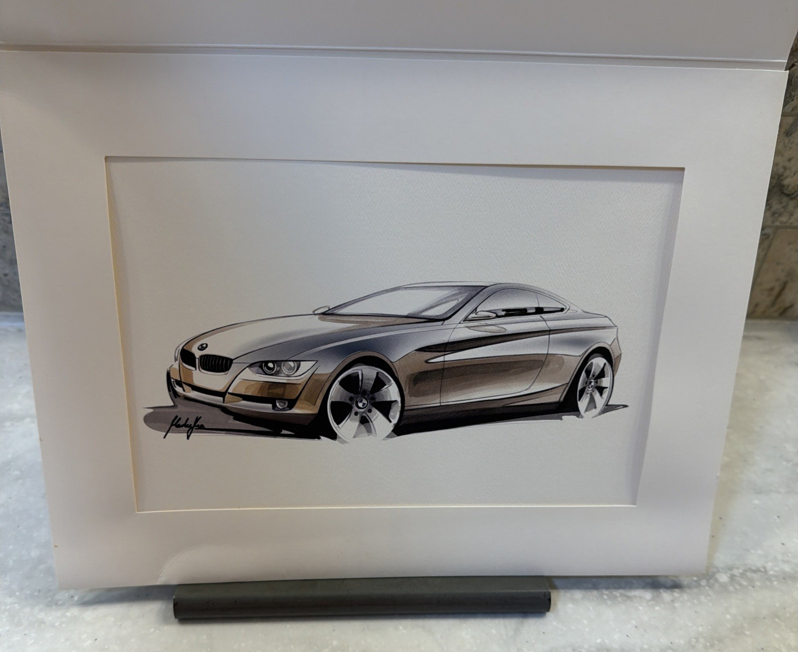 Official BMW Studio Design Concept Sketch Signed  5 Series GT Stamp