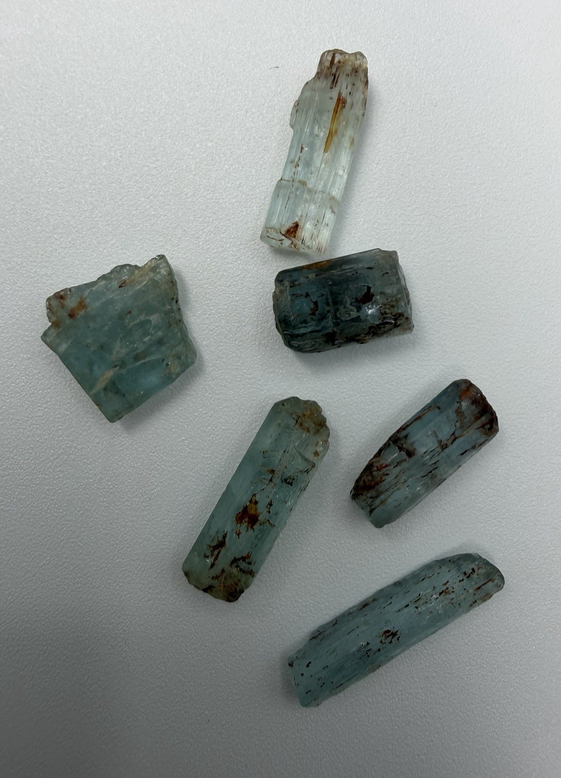 Nice Group of Mostly Unterminated Rough Aquamarine From Zambia (See Description)