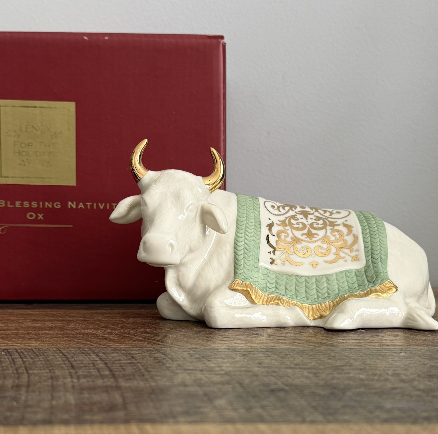 Lenox - First Blessing Nativity - Ox - Lying Down, New in Box