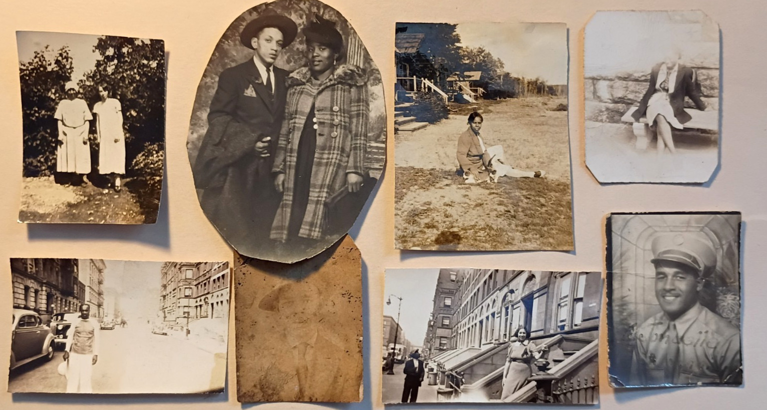 Lot of 8 C. 1920-30's African American Clipped Family Snapshot Photos from Album