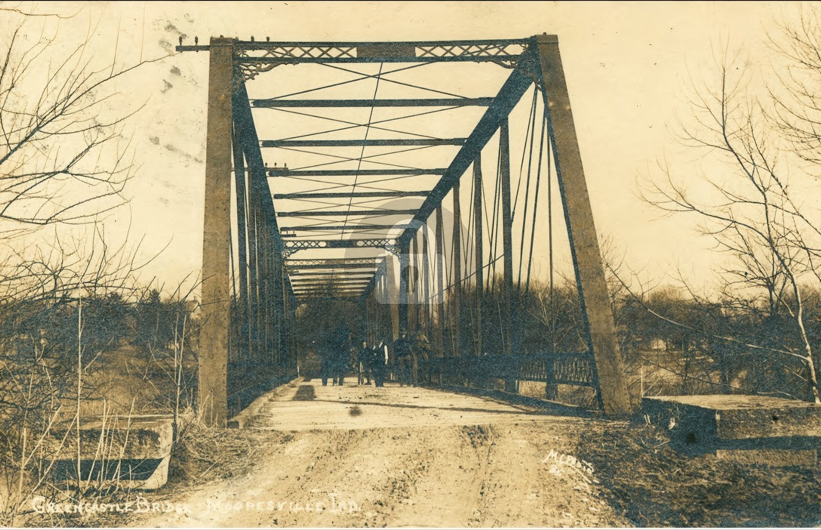 Greencastle Bridge, Mooresville IN Indiana RPPC Photo Postcard COPY