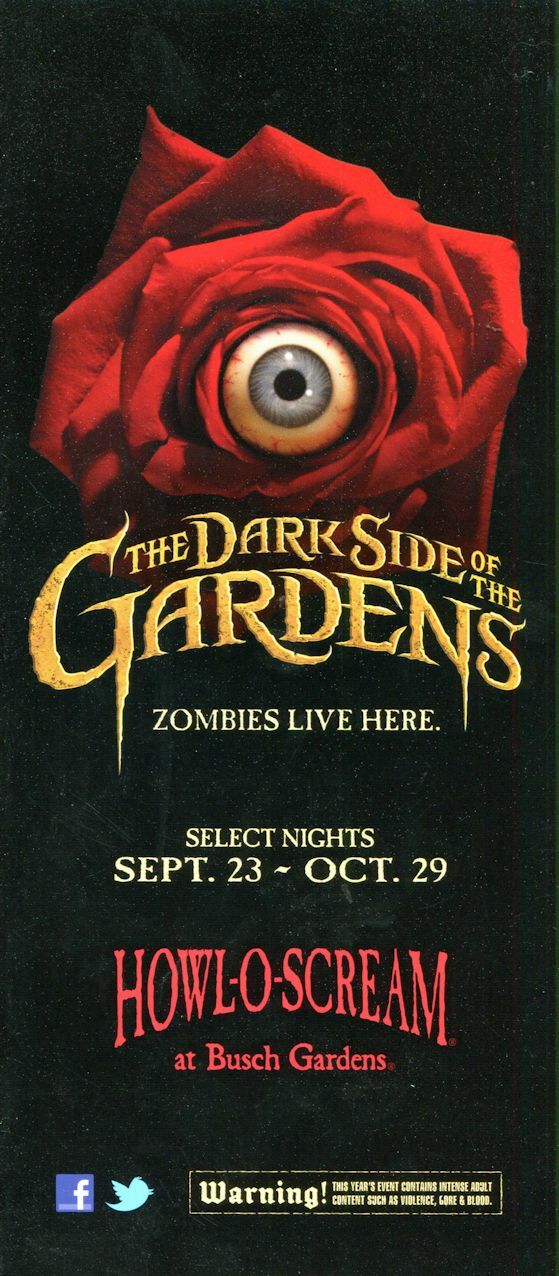 2011 Howl-O-Scream Busch Gardens Tampa Bay Fold Out Handbill - Zombies Live Here 2011 Howl-O-Scream Busch Gardens Tampa Bay Fold Out Handbill - Zombies Live Here