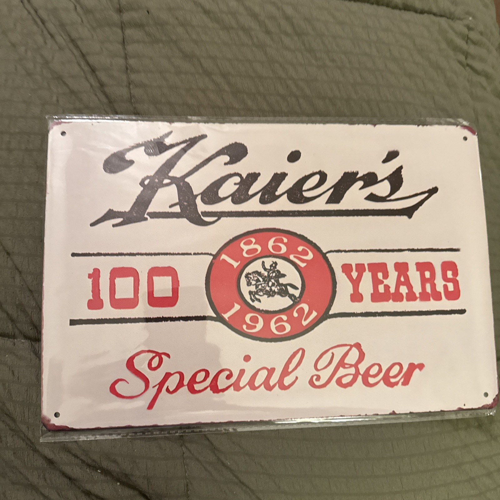 Kaiers Special Beer “1862-1962” 100 Years Tin 12”x8” Kaiers Special Beer “1862-1962” 100 Years Tin 12”x8”