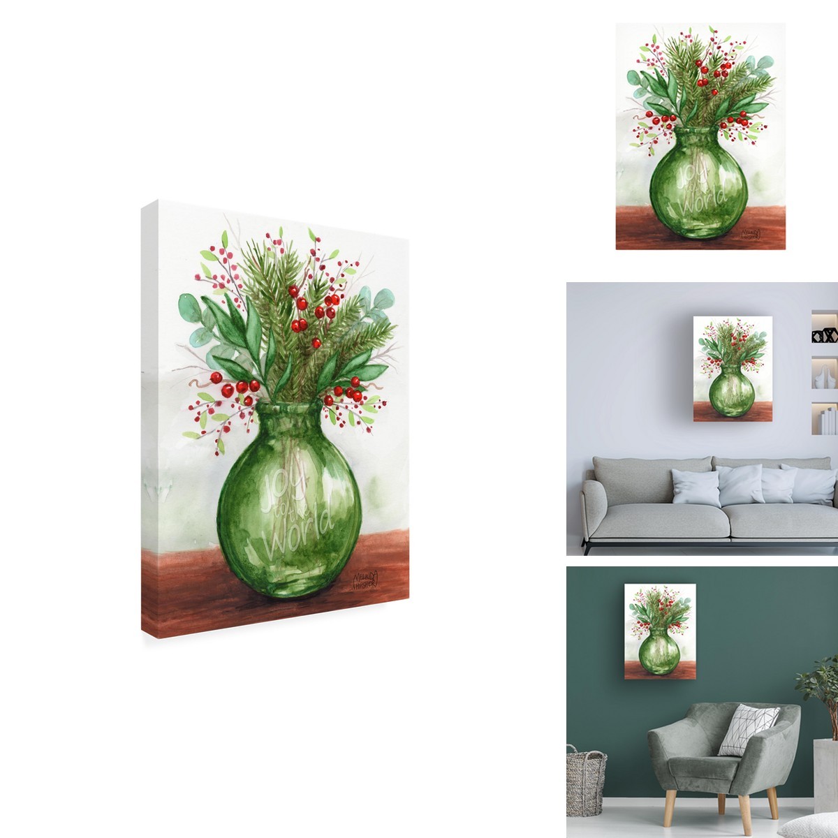 Trademark Fine Art Joy to the World Christmas Green Canvas Art 24x18 Trademark Fine Art Joy to the World Christmas Green Canvas Art 24x18